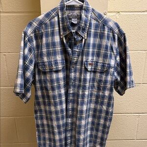 Carhartt Men's Blue and White Checkered Shirt